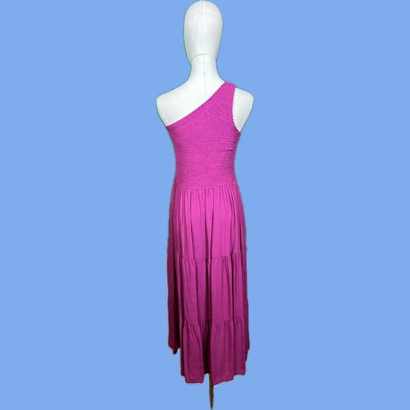 Hot Pink Smocked/Shirred Sundress Sz Med - Picture 2 of 4